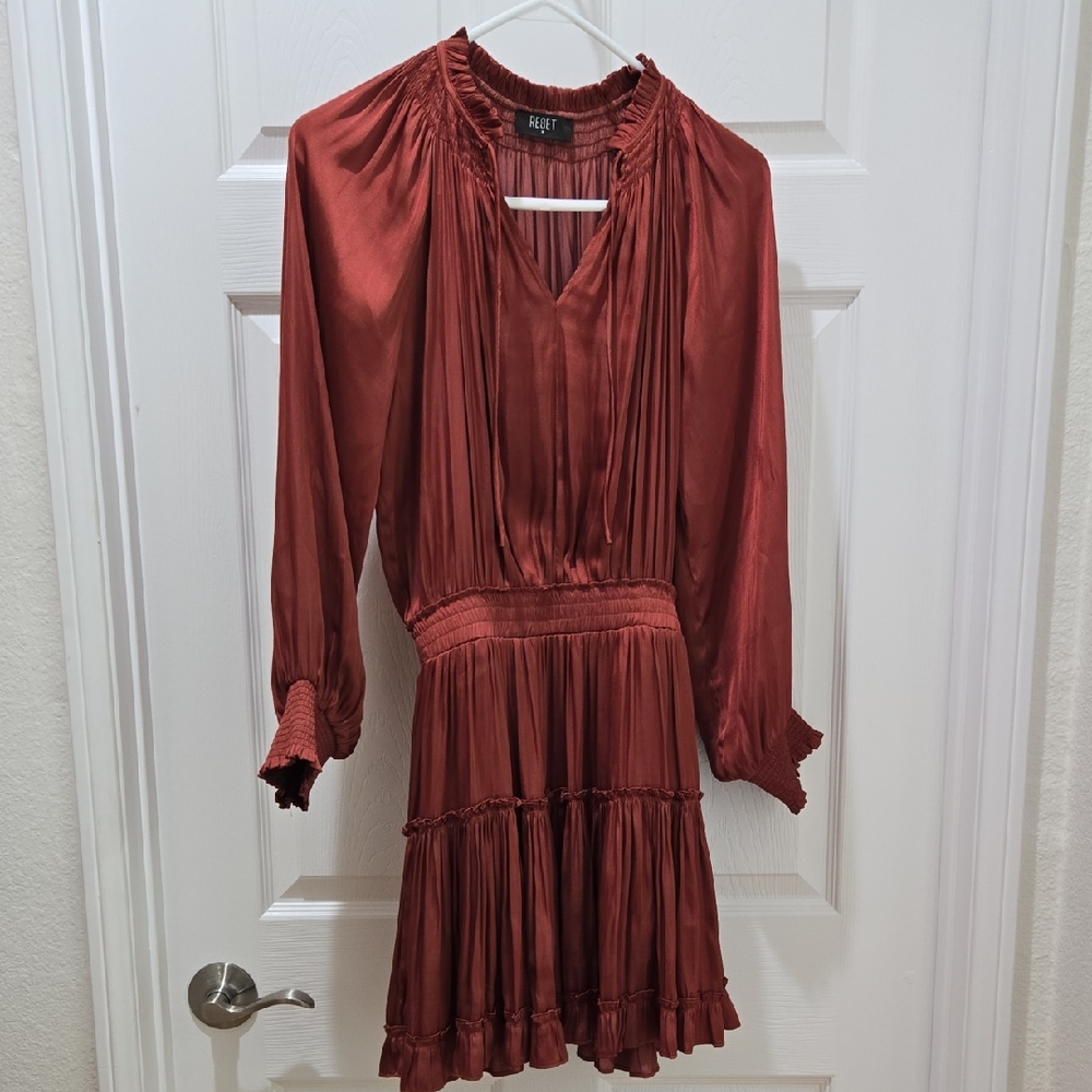 Reset Cocktail Terracotta Long Sleeve Dress